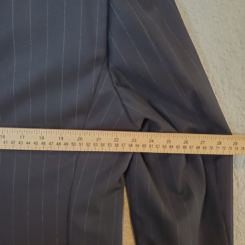 Hickey Freeman Suit Jacket Sport Coat 2 Button Blue PinStripe 46R 100% Wool EUC - Picture 6 of 16